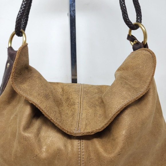 Henri Lou Womens Purse Brown Metallic Leather Hobo Slouch Large Shoulder Bag - Picture 2 of 11